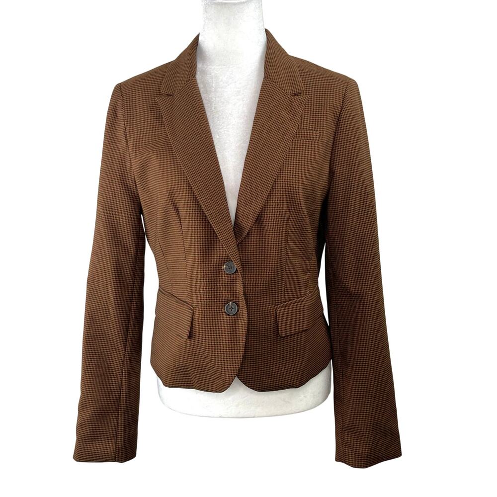 Forever 21 Two Button Single Breast Peak Lapel Blazer Brown Houndstooth L NWT